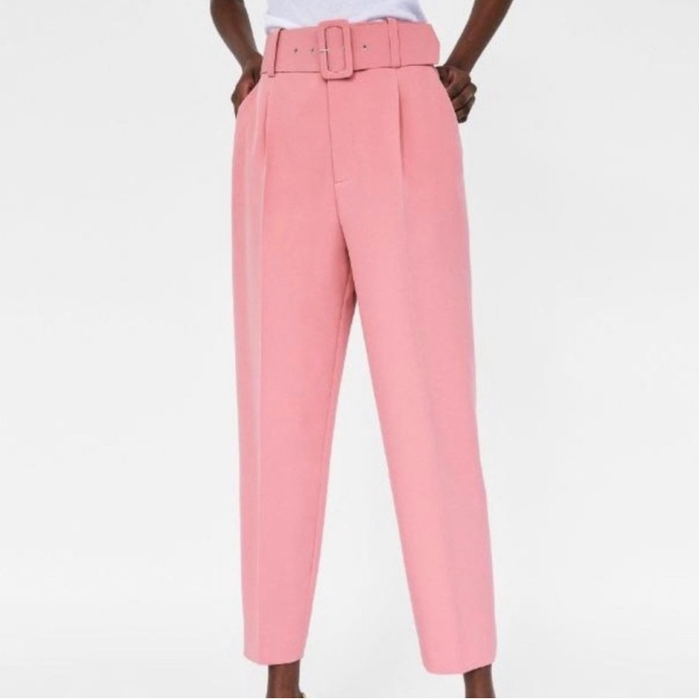 Zara pink trousers with belt